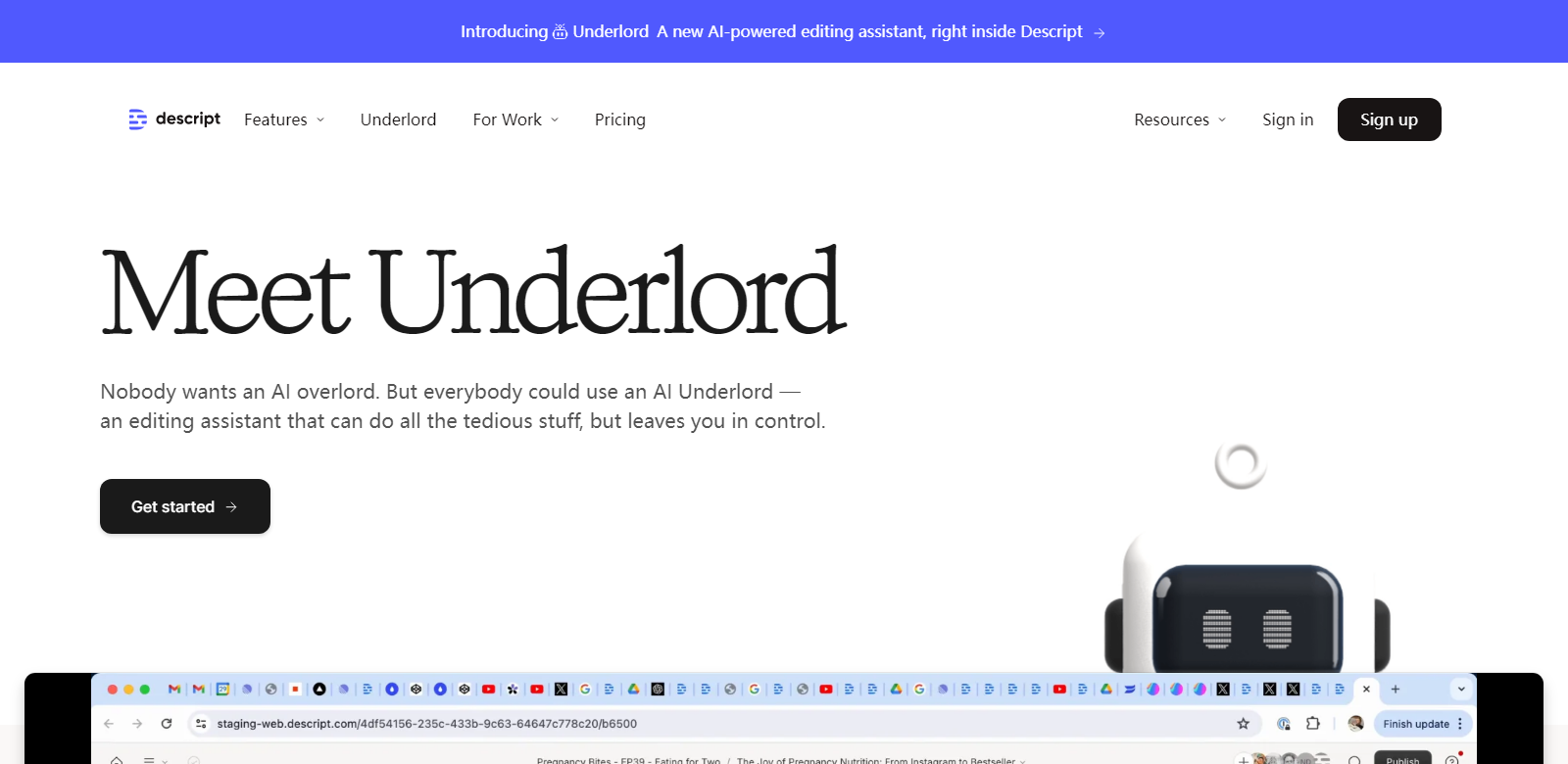 Underlord by Descript scrrenshot